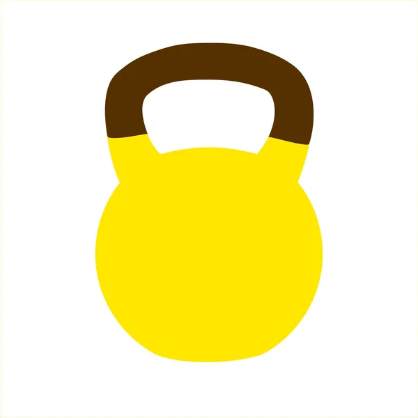 Желтая Иконка Гиря Белом Фоне Плоский Стиль Дизайна Тренажерный Зал — стоковое фото