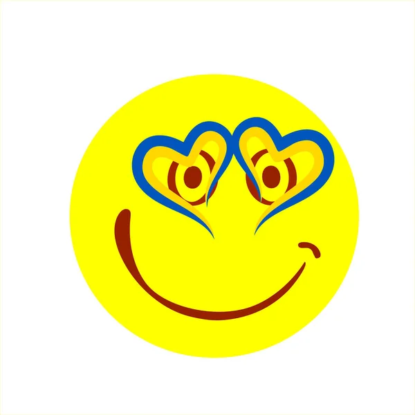 Улыбающееся Лицо Очках Виде Флага Украины Символ Счастливого Лица Плоский — стоковый вектор