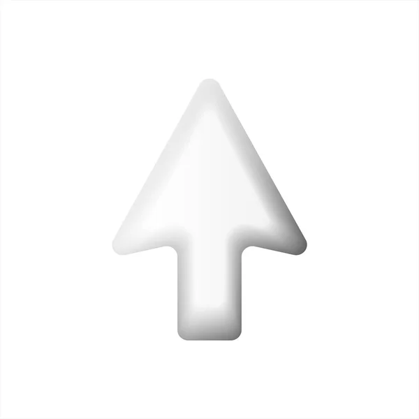 White Volumetric Web Arrow Simple Mouse Cursor Website Pointer Computer — Stock Vector
