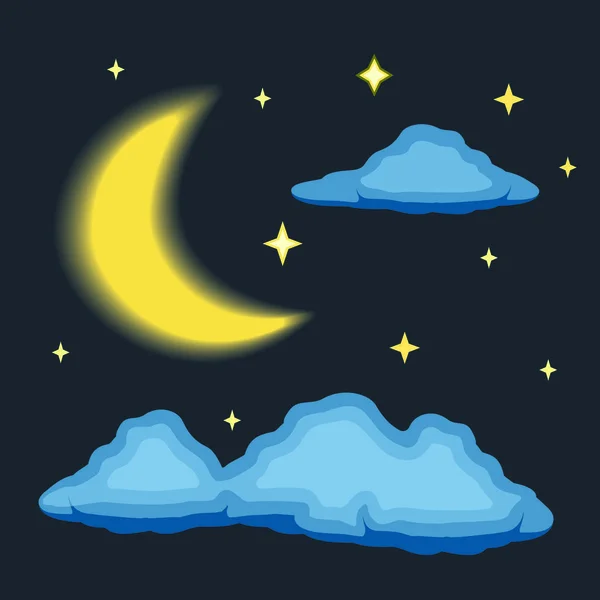 Gelb Glühender Halbmond Nachthimmel Mit Wolken Grußkarte Mit Mond Ramadan — Stockfoto