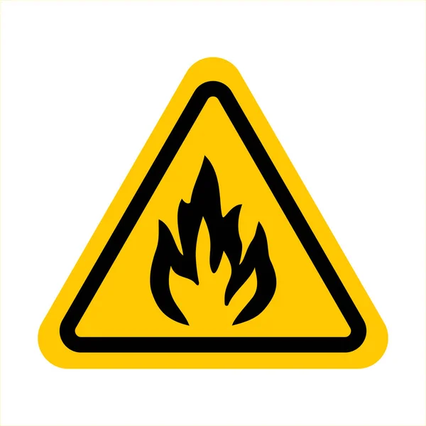 危险警告警告警告 易燃物质的标志 黄色三角形标志板警告标志 里面有火焰 小心易燃材料 矢量图解Eps — 图库矢量图片