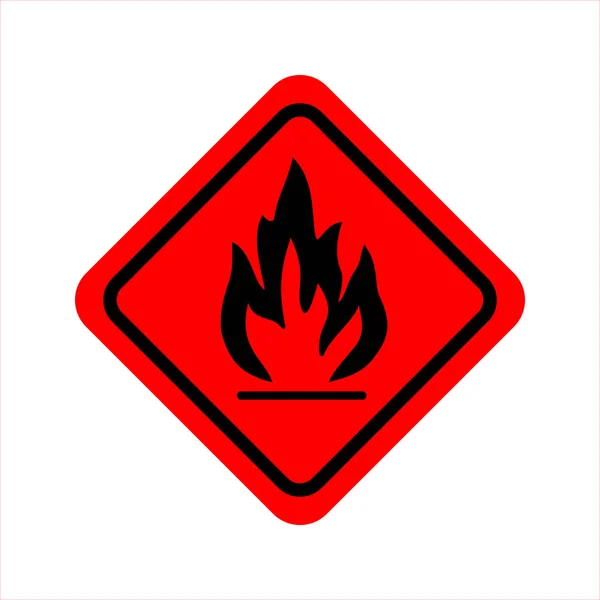 危険警告注意 可燃性物質の標識 赤い菱形の看板火災の中に警告看板 可燃性の材料に注意 ベクターイラスト Eps — ストックベクタ
