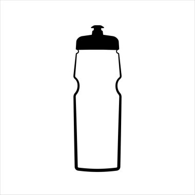 Spor su şişesi doğrusal ikonu. Siyah plastik şişe düz stil. Vektör illüstrasyonu beyaz arkaplanda izole edildi.