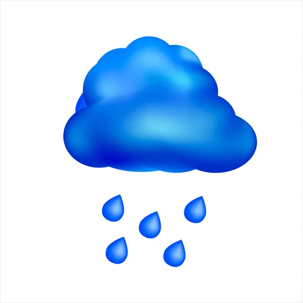 Μεγάλο Μπλε Σύννεφο Βροχής Και Σταγόνες Βροχής Φωτεινό Τυρκουάζ Μπλε — Διανυσματικό Αρχείο