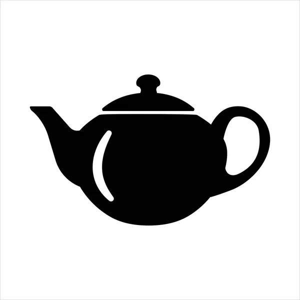 Черный Чайник Значок Простой Силуэт Чайника Векторная Иллюстрация Белом Фоне — стоковый вектор
