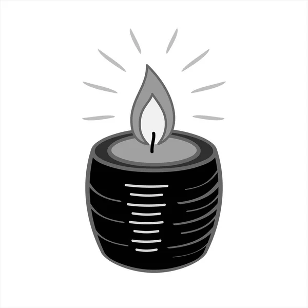 Burning Aroma Candle Pottery Jar Isolated White Background Flat Icon — Stock Vector