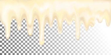 Beyaz çikolata sızıntısı, yoğurt kremi, jöle akışı, dondurma erimesi ve şeffaf arka planda akması. Dekorasyon tatlısı, tatlı atıştırmalıklar ve jöleli kekler. Damlayan kalın şurup. 