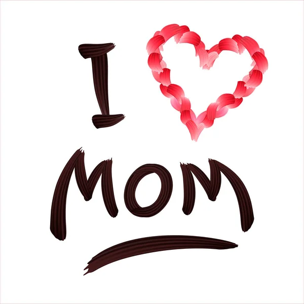 Pennellata Scritta Mano Pennellata Colorata Lettering Love Mom Amo Mamma — Vettoriale Stock