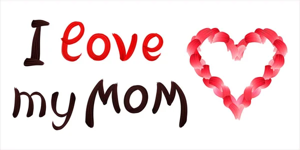 Pennellata Scritta Mano Pennellata Colorata Lettering Love Mom Amo Mia — Vettoriale Stock