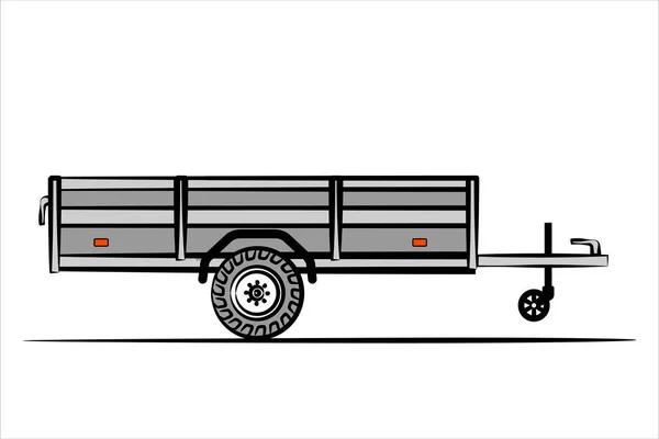 有雨篷的敞篷拖车 侧视图 在白色背景上孤立的向量图 — 图库矢量图片