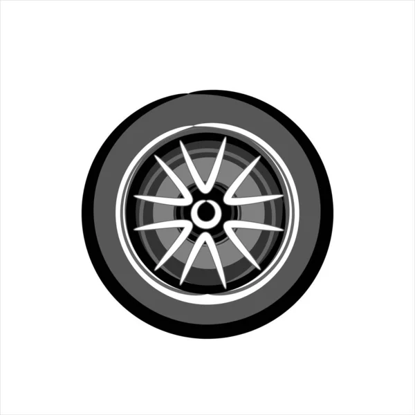 Tekerlek Diskleri Çizimi Logo Siyah Rengi Tekerlek Simgesi Gri Vektör — Stok Vektör