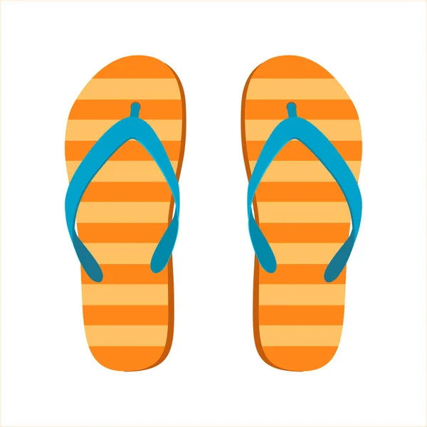Pair Orange Slippers Beach Flip Flops Slippers Vector Design Template — Stock Vector