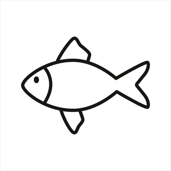 Fish Linear Icon Vector Silhouette Isolated White Background Aquatic Animal — Stock Vector