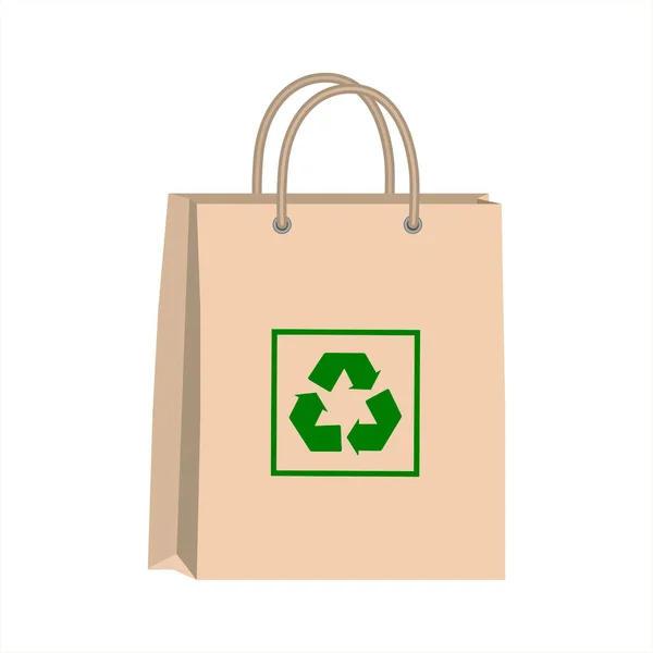 Leere Einkaufstasche Shopping Öko Konzept Papiertüten Recyceln Zeichen Vektor Illustration — Stockvektor
