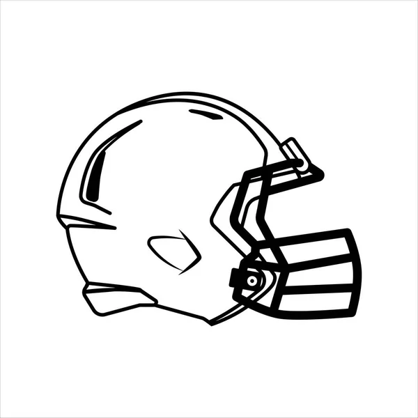 American Football Helmet Outline Side View Sport Equipment Rugby Helmet — Stock Vector