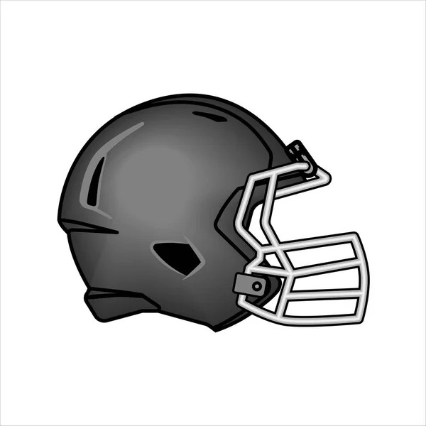 美国足球头盔 侧视图 运动器材 橄榄球头盔黑色 白色隔离 美国足球的象征 — 图库矢量图片