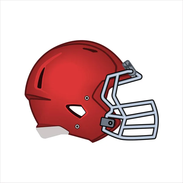Американский Футбольный Шлем Вид Сбоку Спортивное Оборудование Красный Регби Изолированный — стоковый вектор