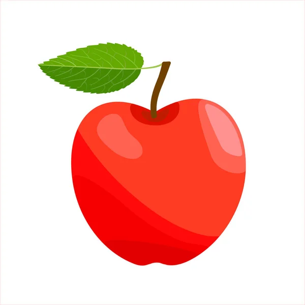Délicieuse Fraîche Pomme Rouge Pomme Entière Fraîche Avec Feuille Isolée — Image vectorielle