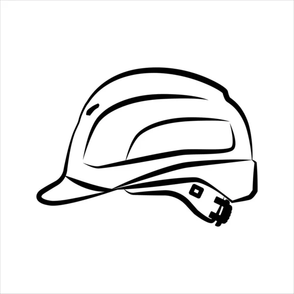 建設安全ヘルメットアイコン 堅い帽子 保護し 安全な概念 建設安全ヘルメットの手描きラインアート 横から見たベクトルイラストビュー Eps について — ストックベクタ