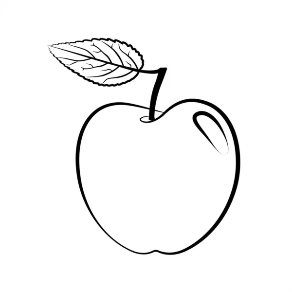 Illustration Pomme Ligne Noire Croquis Vectoriel Graphique Fruit Dessiné Main — Image vectorielle