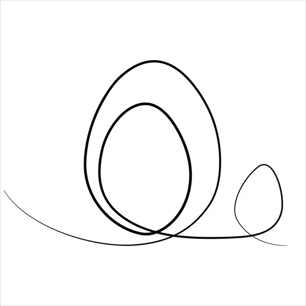 イースターエッグ連続1本のライン描画 卵ラインアート 3つの卵の異なるサイズの連続的な1行の図面 ミニマリストベクトルイラスト — ストックベクタ