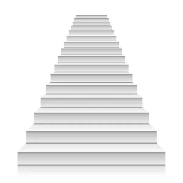 Escadaria Branca Ilustração Realista Isolada Sobre Fundo Branco Vista Frontal — Vetor de Stock