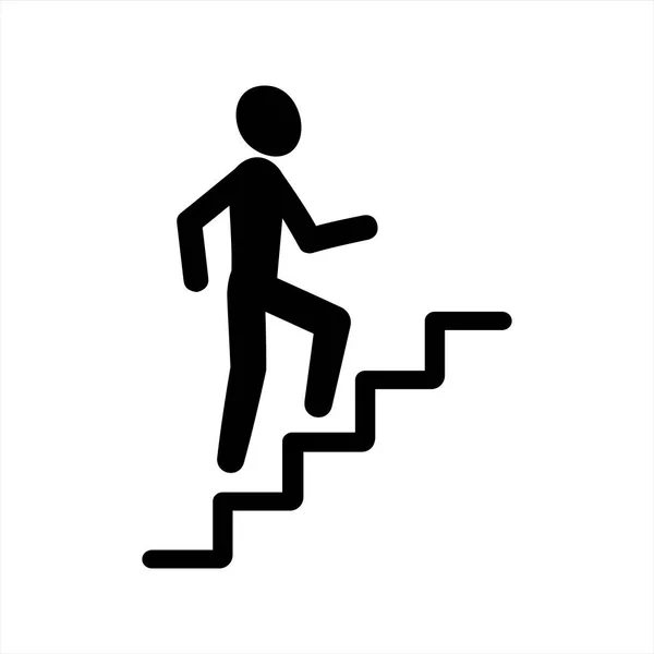 Ανέβα Τις Σκάλες Άνθρωπος Ανεβαίνει Τις Σκάλες Επίπεδο Εικονίδιο Που — Διανυσματικό Αρχείο