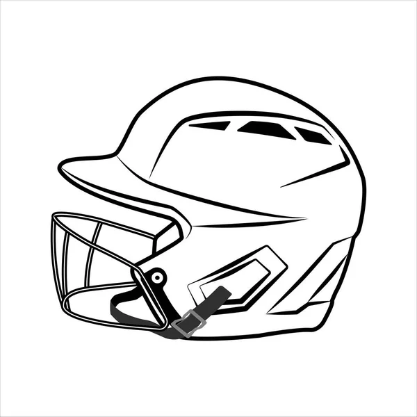 Baseballhelmumrandung Seitenansicht Sportgeräte Baseballhelmskizze Isoliert Auf Weißem Hintergrund Helm Silhouette — Stockvektor