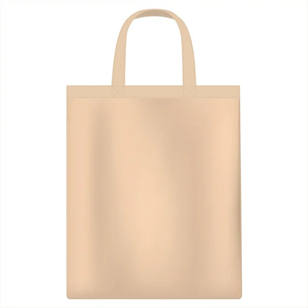キャンバスバッグ ホワイトファブリックバッグモックアップ ハンドルが付いている生地袋 再利用できるショッピングバッグ 食料品のためのエコバッグ ベクトルイラスト — ストックベクタ