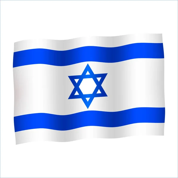 Estado Agitando Bandeira Israel Cores Nacionais Brancas Azuis Ilustração Vetorial — Vetor de Stock