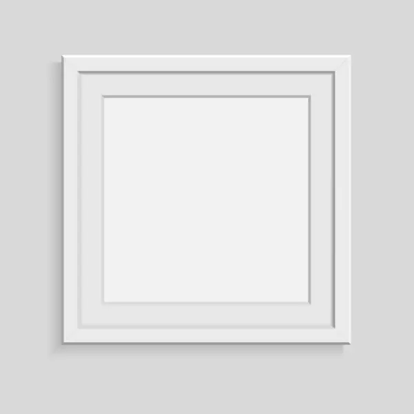 Moldura Imagem Branca Branco Realista Com Sombra Moldura Foto Quadrada — Vetor de Stock