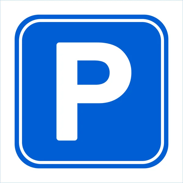 Beyaz arka planda trafik levhası var. Park sembolü ve park tabelası. 