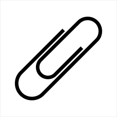 Office Black ataç simgesi beyaz arkaplanda izole edildi. Uygulamalar ve web siteleri için ataç e-posta ekleme satırı resim simgesinin silueti. Vektör ataç simgesi. Düz dizayn. Ofis malzemeleri.