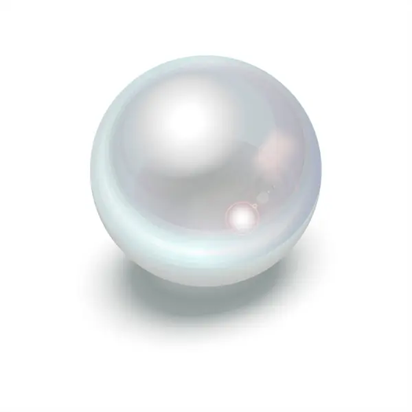 白い背景に単離された単一のカラフルな白い真珠 パールラグジュアリーパール お祝いのデザイン要素 影のあるライトブルーボール — ストックベクタ