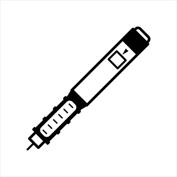 Ikona Inzulínového Injekčního Pera Černá Plochá Značka Pro Mobilní Koncept — Stockový vektor
