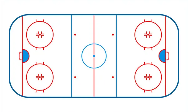 Buz hokeyi pisti diyagramı. NHL için hokey sahası. Kış sporları için buz sahası. Hokey sahası yukarıdan görünüyor. Grafik çizgisi diyagramı olan stadyum. Vektör EPS 10