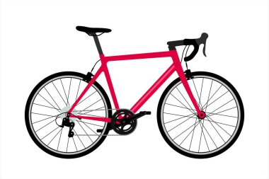 Bisiklet yarışları için bisiklet sürmek. Spor bisikleti. Yarış bisikleti düz tasarım. Beyaz arkaplanda vektör çizimi izole edildi. Yarış atletleri için bisiklet tasarımı çizimi