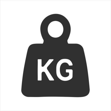 Basit KG ağırlık simgesi. Vektör Dumbbell siluet işareti. Düz dizayn. Etkili ağırlık işareti. Beyaz arkaplanda gri siluet izole edilmiş. 