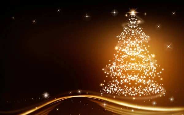 Árvore Natal Mágica Feliz Natal Feliz Ano Novo Cartão Saudação — Fotografia de Stock