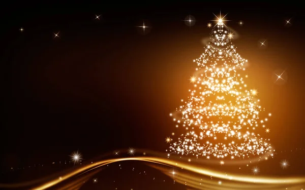 魔法圣诞树The Magic Christmas Tree 圣诞快乐 新年快乐 优雅的金色圣诞背景 免版税图库图片