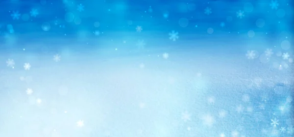 圣诞节蓝色背景与雪 冬季景观 图库图片