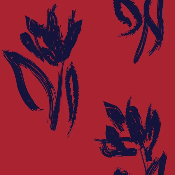 Coups Pinceau Floral Design Motif Sans Couture Pour Les Textiles — Image vectorielle