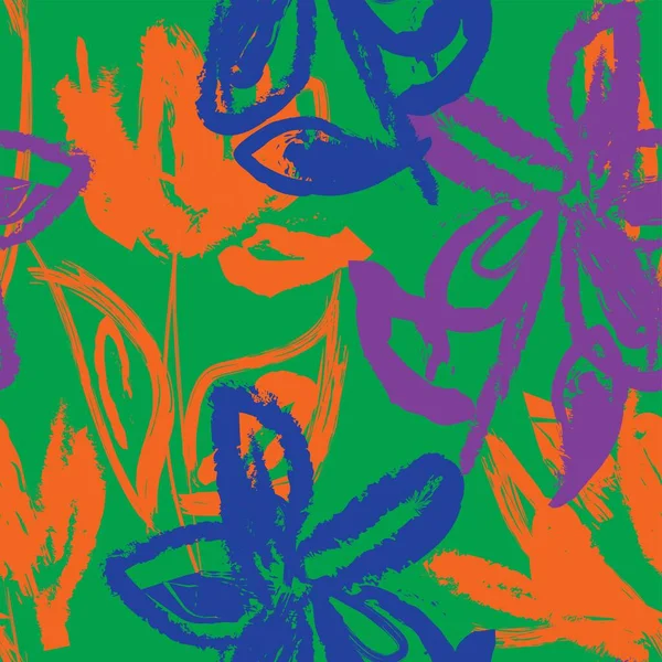 时尚纺织品 背景和工艺用花刷笔画无缝图案设计 — 图库矢量图片