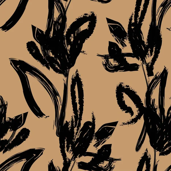 Квіткові Пензлі Безшовний Дизайн Візерунка Модного Текстилю Графіки Фону Ремесел — стоковий вектор