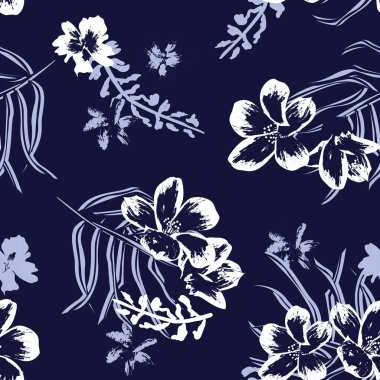Moda tekstil, grafik, arka plan ve el sanatları için Doğulu çiçek desensiz arkaplan