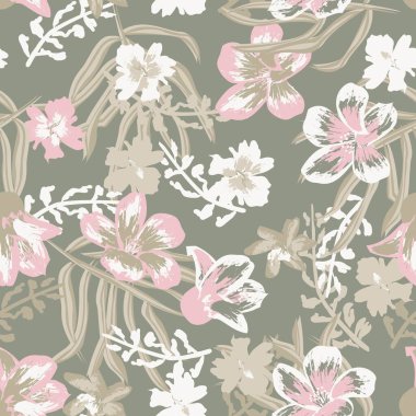 Moda tekstil, grafik, arka plan ve el sanatları için Doğulu çiçek desensiz arkaplan