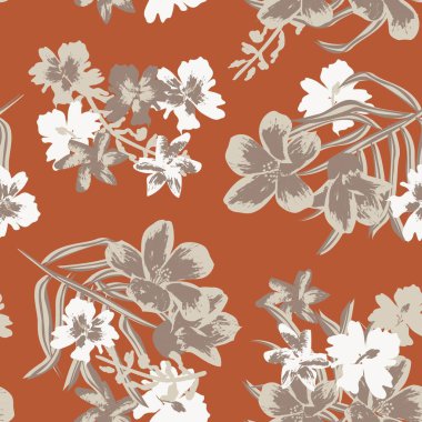 Moda tekstil, grafik, arka plan ve el sanatları için Doğulu çiçek desensiz arkaplan