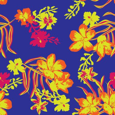 Moda tekstil, grafik, arka plan ve el sanatları için Doğulu çiçek desensiz arkaplan