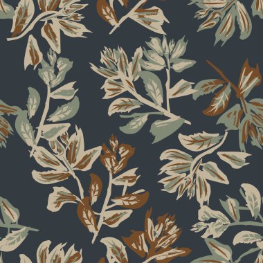 Moda tekstil, grafik, arka plan ve el sanatları için Doğulu çiçek desensiz arkaplan