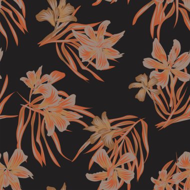 Moda tekstil, grafik, arka plan ve el sanatları için Doğulu çiçek desensiz arkaplan